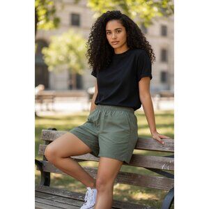 Columbia Shorts Womens 1X Green Elastic Waist Quick Dry Pockets Plus Hiking